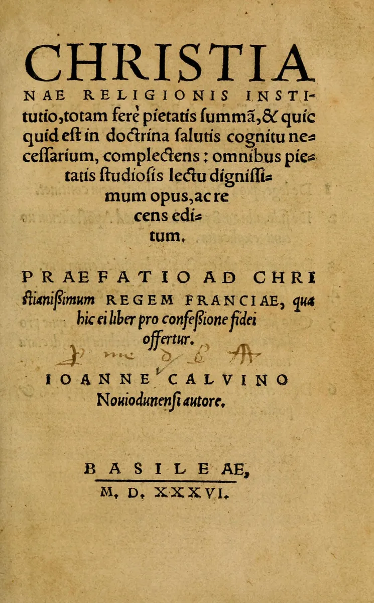 A primeira edição das Institutas (1536)