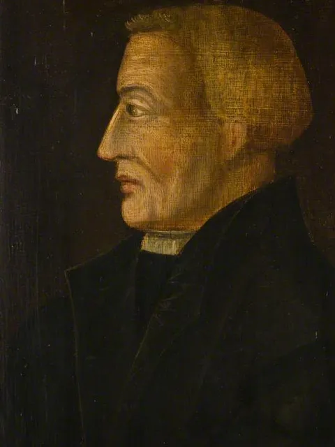 Retrato pintado de Martim Bucer de perfil, com veste escura.